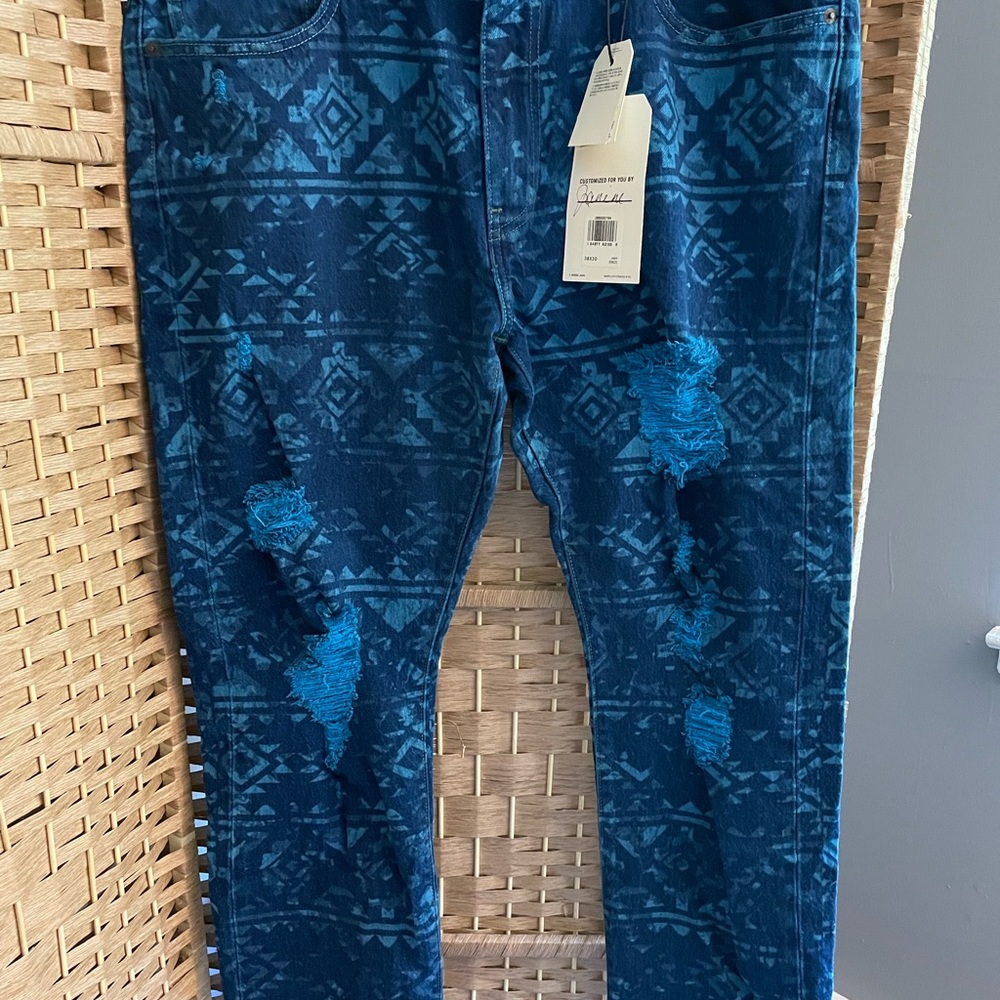 Levis 511 customized (new) jeans indigo color never worn w/ tags 38x30 slim fit.